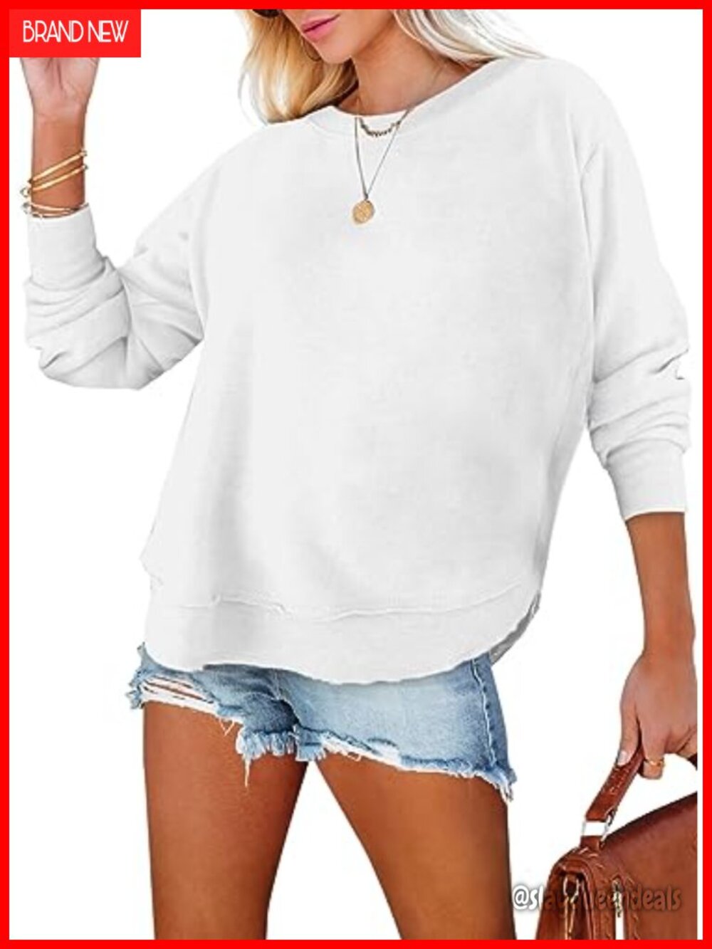 Oversized Crewneck Sweatshirt Loose Fit Pullover Tunic Top